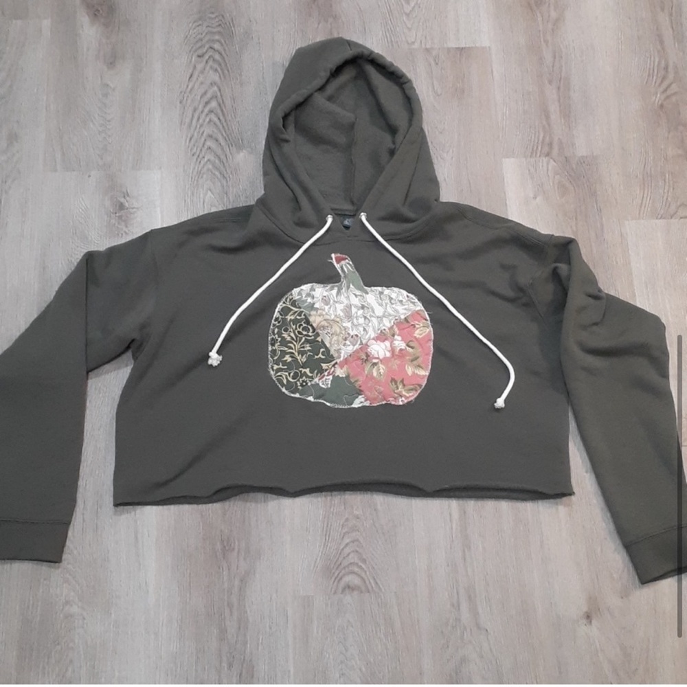 Handmade Quilted Pumpkin Hoodie Fall Autumn Halloween Art to Wear Wild Fable - Picture 4 of 8
